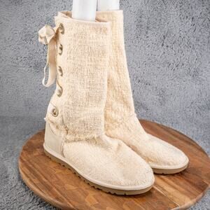 UGG AUSTRALIA HEIRLOOM LACE UP WOMENS BOOTS IVORY SZ 7